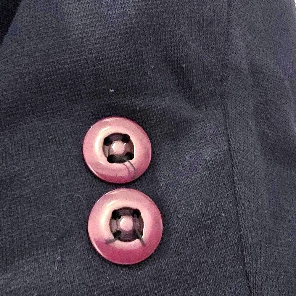 Vtg 60s BUTTE‎ KNIT Navy Blazer WPL 5442 Purple Bullseye Buttons MCM Career M - Picture 5 of 7